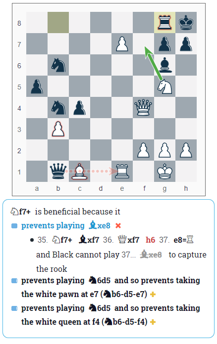 Move 35.Nf7+ from Ding-Duda, 2018 Batumi Chess Olympiad
